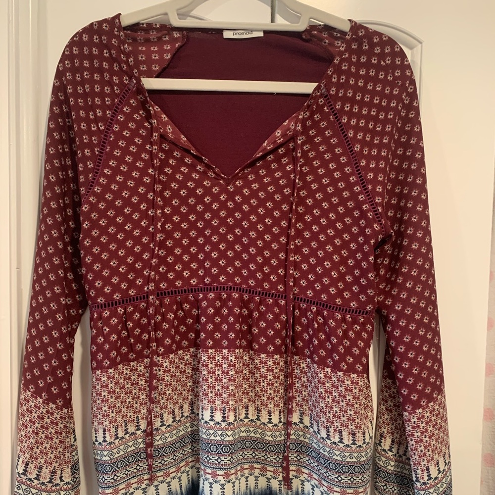 Promod printed long sleeve blouse